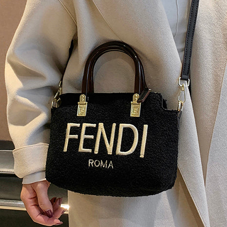 Fendi FF Fashion Plush Tote Bag Shoulder Bag Crossbody Bag