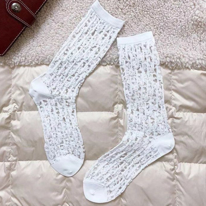Christian Dior Fashion Sexy Women's Stockings Casual Transparent Silk Mesh Socks