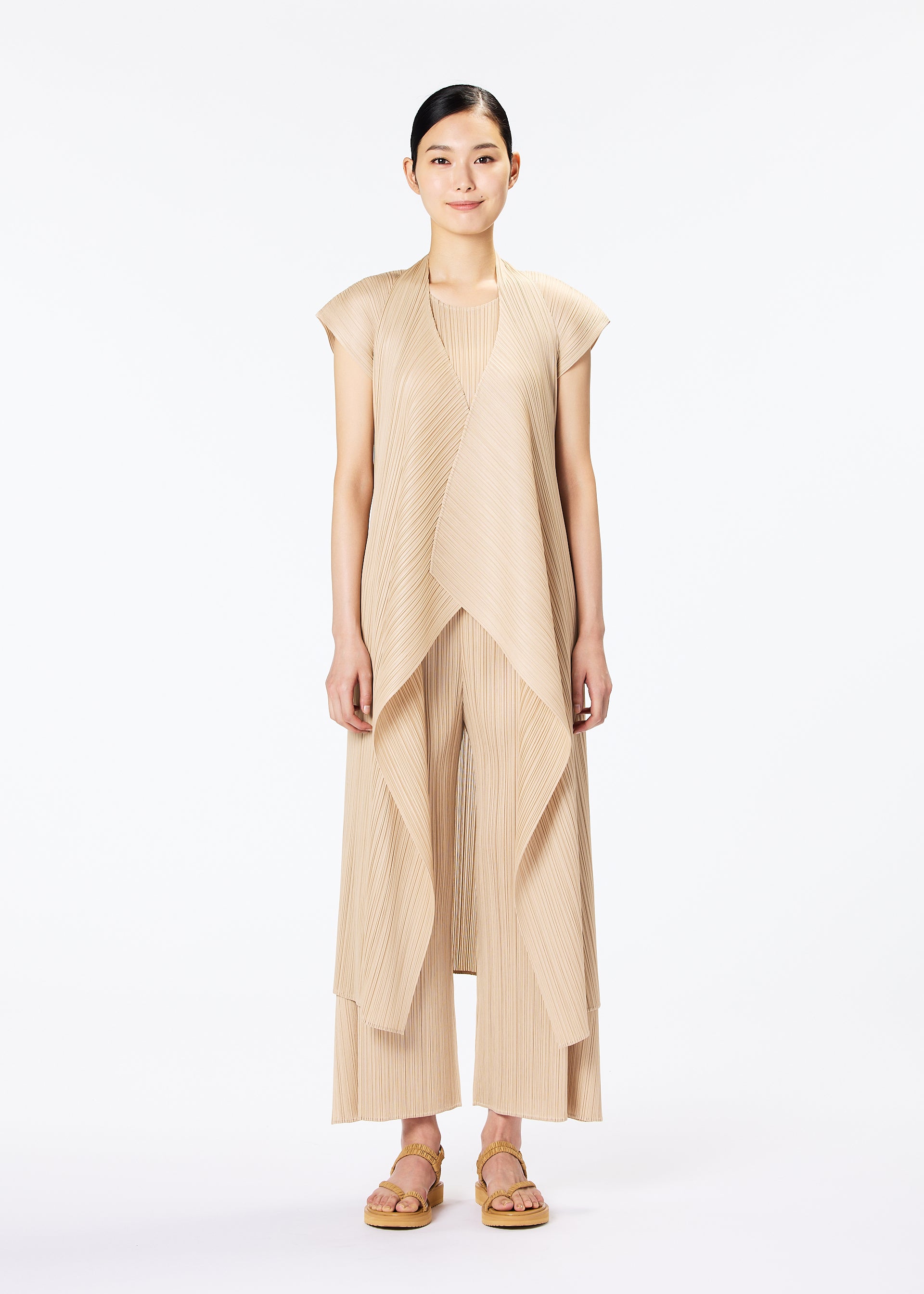 代引可】 PLEATS PLEASE ISSEY MIYAKE 横プリ ーツワンピース ロング