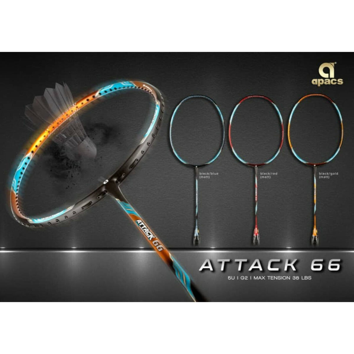 APACS Attack 66 Full Carbon Graphite Badminton Racket