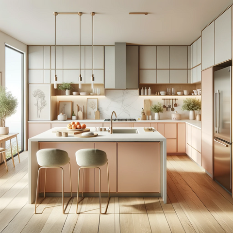 Peach Fuzz Coloured Kitchen - Colour of the Year 2024