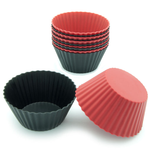 Freshware Silicone Baking Cups, Reusable Cupcake Liners Non-Stick Muffin  Cups Cake Molds Cupcake Holder in 6 Red and Black Colors, Standard Round 