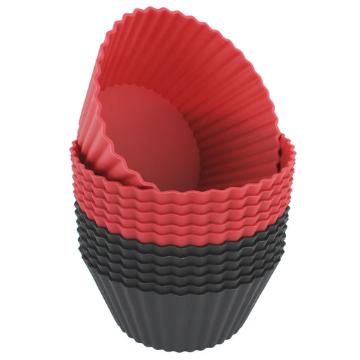  Silicone Cupcake Liners - Set Of 12 Premium Reusable Black  Muffin Baking-Cups In Storage Container.: Home & Kitchen