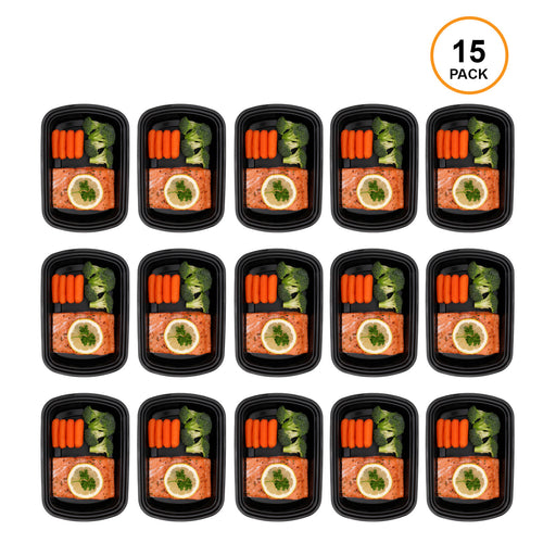 Freshware 15-Pack 2 Compartment Bento Lunch Boxes with Lids - Stackable  Reusable Meal Prep Portion Control Food Storage Containers 25oz 