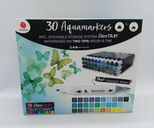 Double Pack 30 Twinmarkers fine & Brush Stackable Storage Box Décotime 