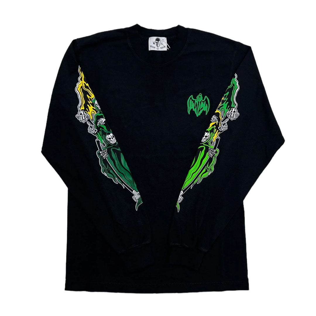 Warren Lotas 3 Reapers Long Sleeve Green Yellow Black Tee