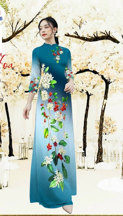  Vietnamese Traditional Dress for Children - Turquoise Dress and  White Pants (Vietnamese Ao Dai) - Size#14/Similar to US 12T: Clothing,  Shoes & Jewelry