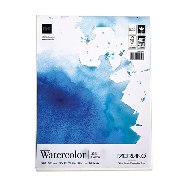 fabriano 1264 WATERCOLOR paper glue-bound 140 lb pad 30 sheets, assort – A  Paper Hat