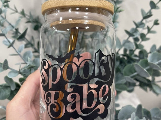 Spooky Babe Beer Can Glass, Halloween Beer Can Glass