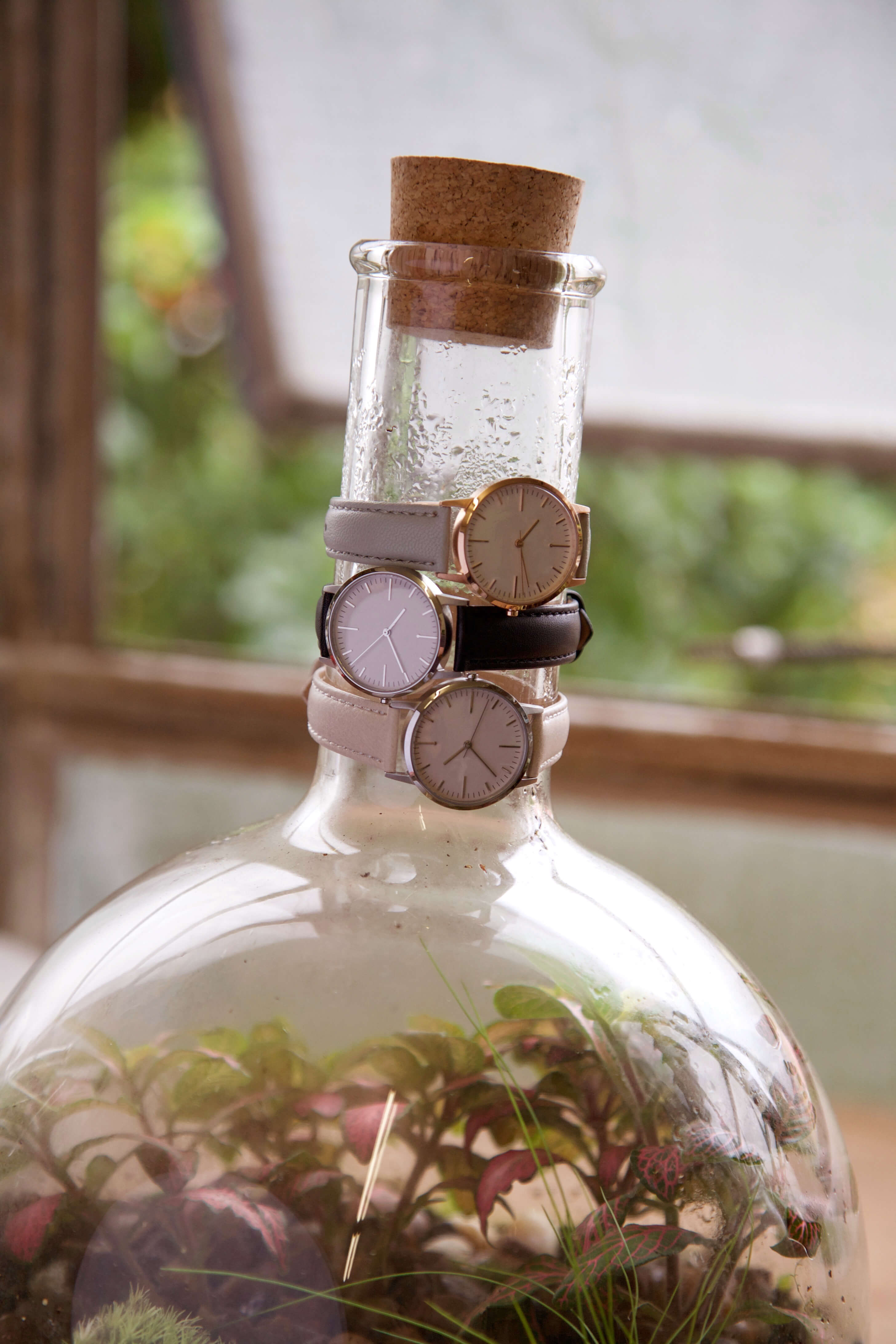 Simple Luxury Watch - Rose Gold, Grey & Cream Leather - London Terrariums - Freedom To Exist