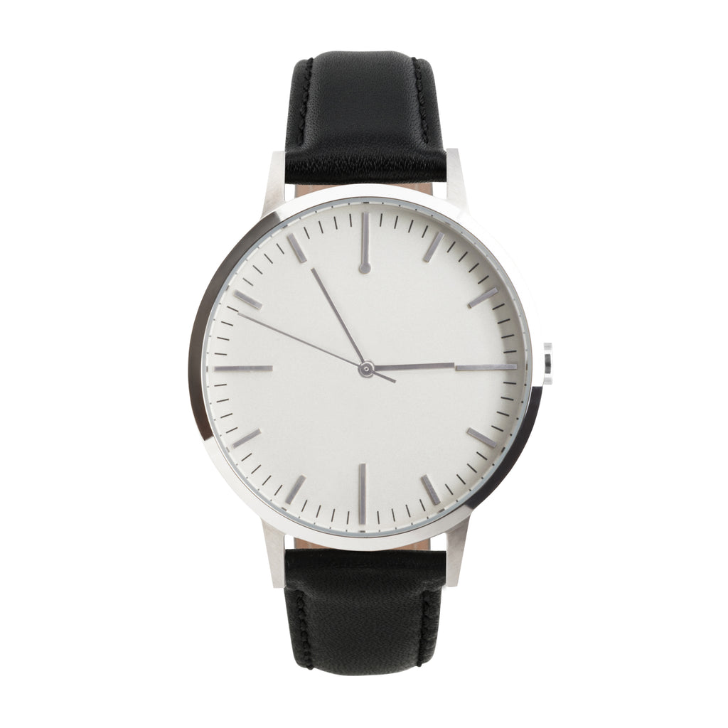 simple black leather watch