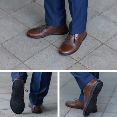 Zakelijke laarzen op blote voeten schoenen heren