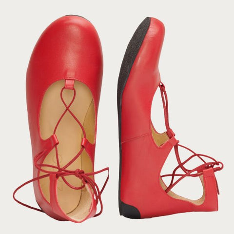 QISS blotevoetenschoenen ballerina rood