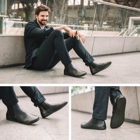 bottes pieds nus noires hommes