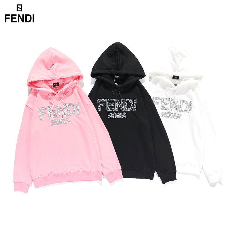 Fendi new three-dimensional embroidery jacquard craft hooded sweater