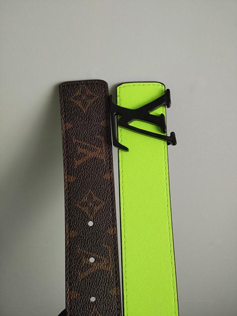 Louis Vuitton LV Fashion Couple Style Letter Buckle Head Seven Deadly Sins Printed Belt Green