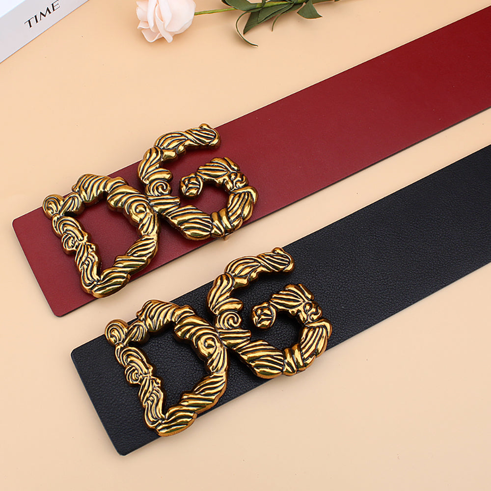 D&G Dolce & Gabbana Vintage Letter Buckle Ladies Large 7.0CM Belt