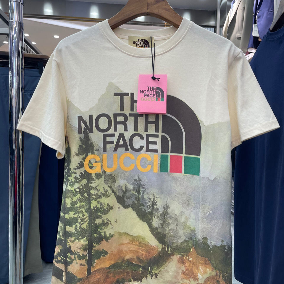 THE NORTH FACE GG  lettering logo boys and girls round neck short sleeve T shirt top tee