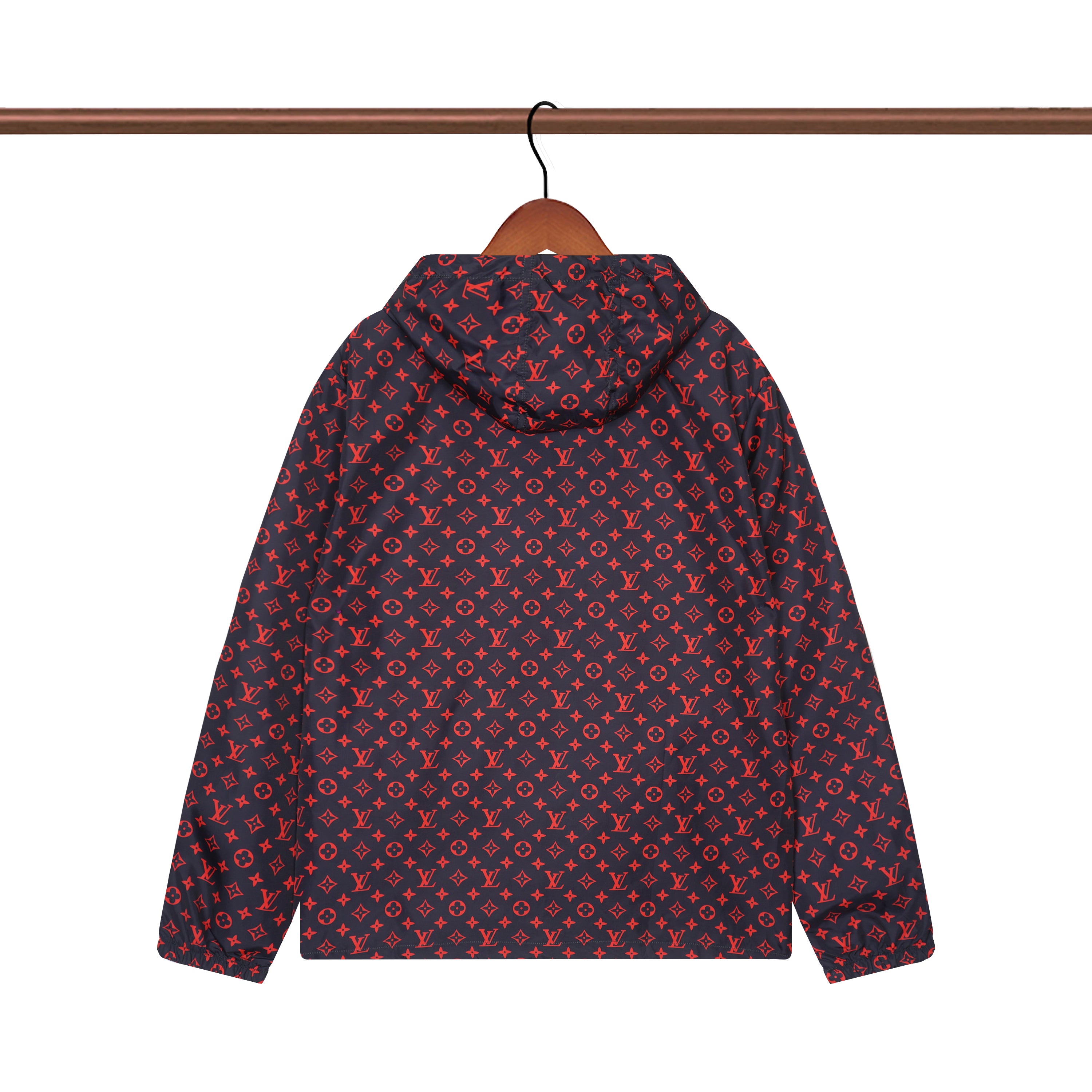 LV Louis Vuitton Letter Print Couples Hooded Jacket