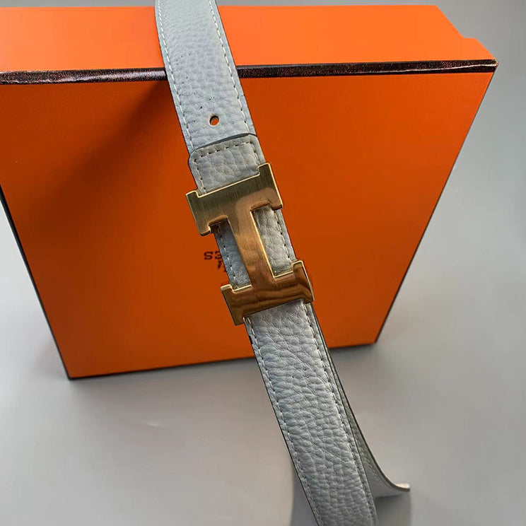 Hermes Letter Buckle Ladies Men's Vintage Style Leather Belt
