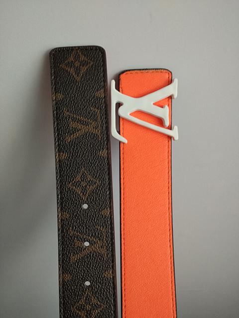 Louis Vuitton LV Fashion Couple Style Letter Buckle Head Seven Deadly Sins Printed Belt Orange