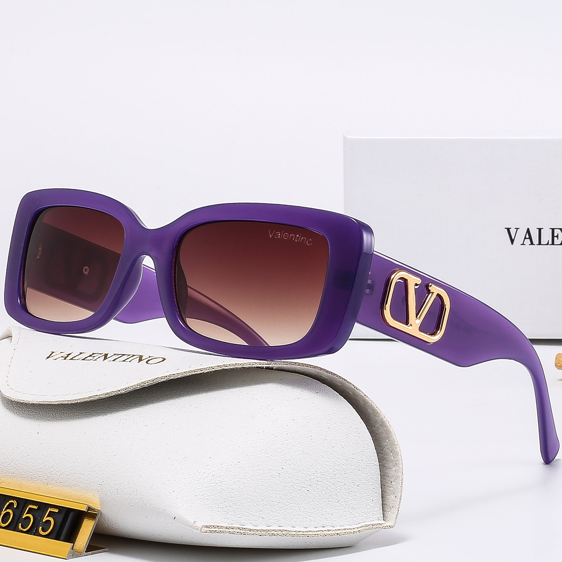 Valentino Hot Sale Logo Engraved Large Frame Polarized Glasses Men Women Beach Casual Sunglasses