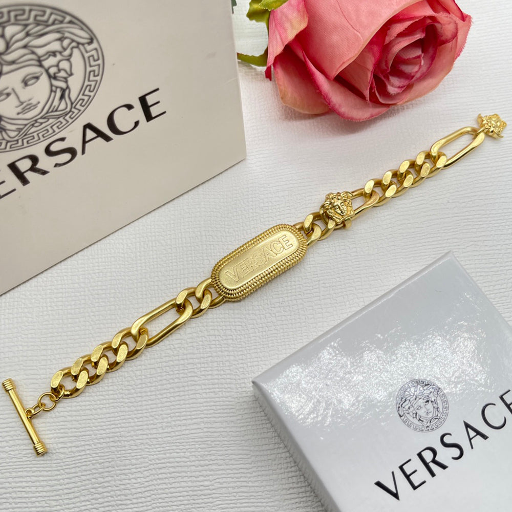 Versace Gold Letter logo Women's Men's Bracelet