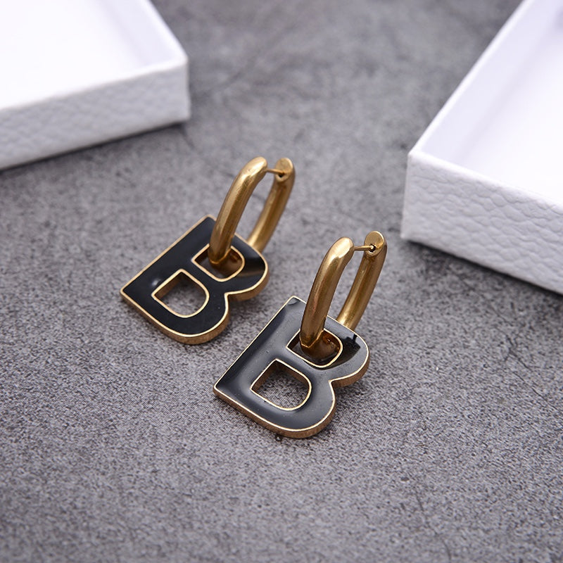 Balenciaga Fashion Letter Pendant Stud Earrings
