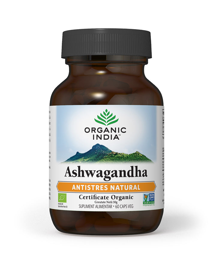 Ashwagandha - antistres si energizant natural, 60 capsule vegetale, organic india