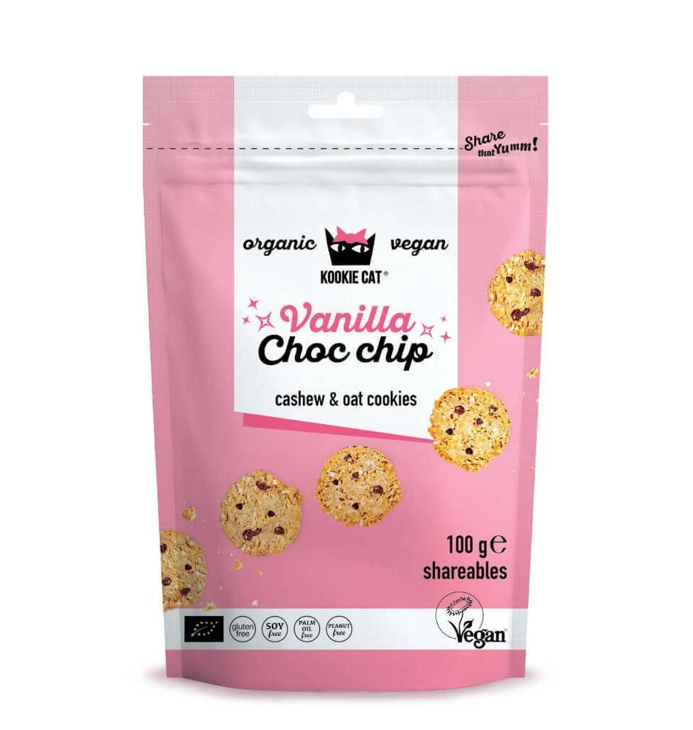 Cookies cu vanilie si ciocolata, fara gluten, bio, 100g, kookie cat