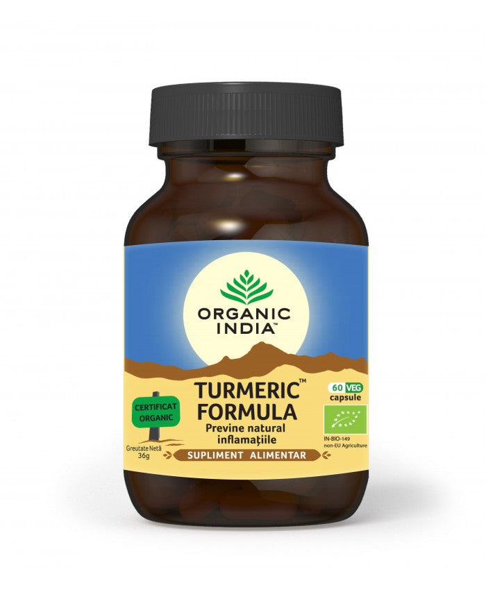 Turmeric formula - antiinflamator natural cu piper si ghimbir, 60 capsule, organic india