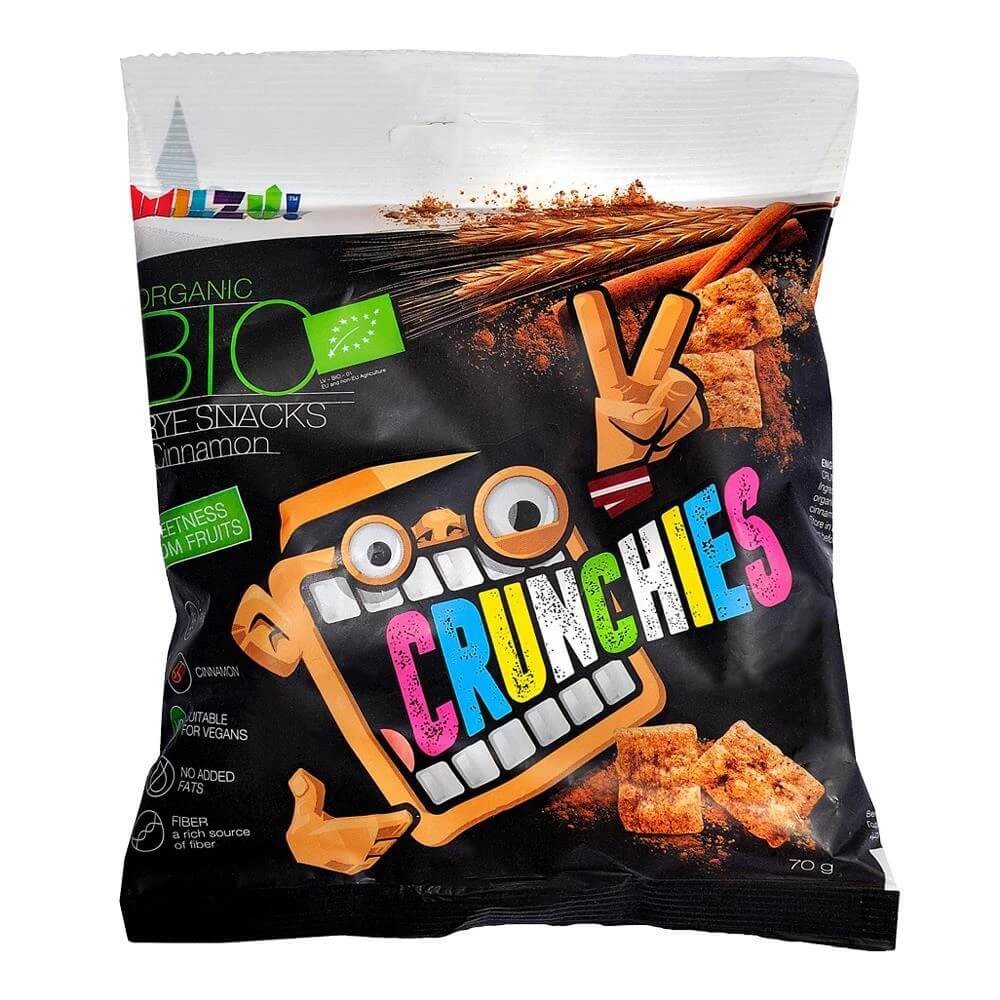 Snacks din cereale cu secara crunchies cu scortisoara milzu!, bio, 70 g