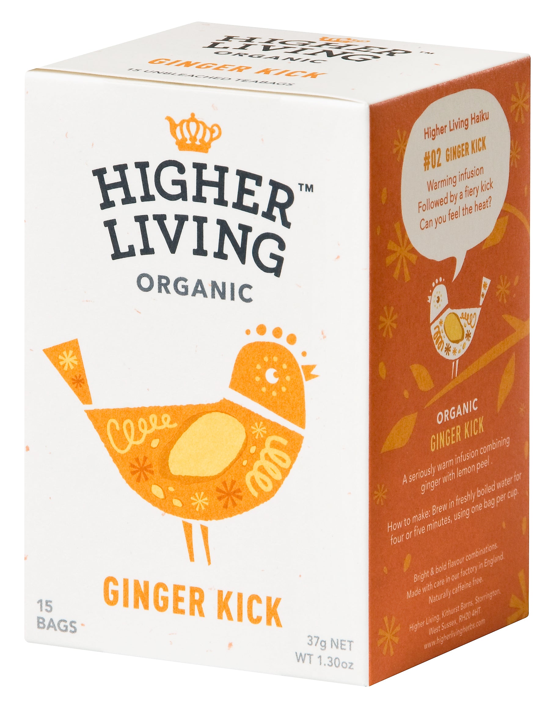 Ceai ginger kick, eco, 15 plicuri, higher living