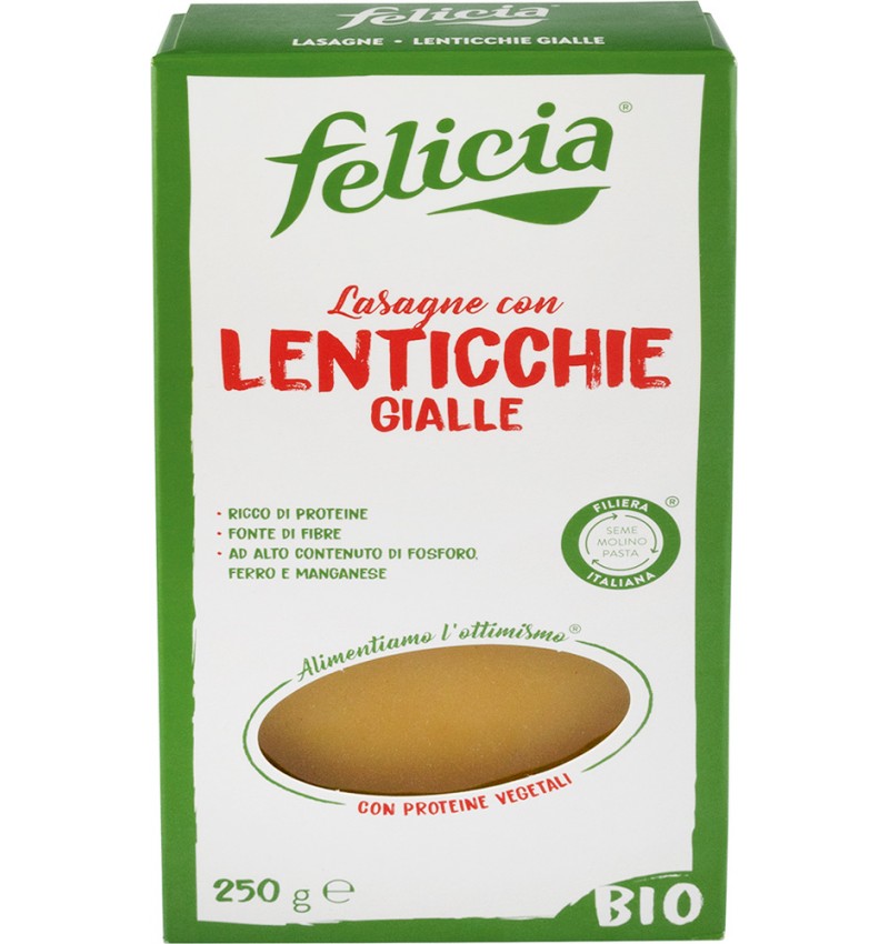 Lasagne bio din linte galbena, 250g, felicia