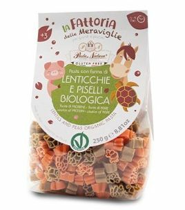 Paste cu faina de linte rosie si mazare verde fara gluten pentru copii, eco, 250g, pasta natura