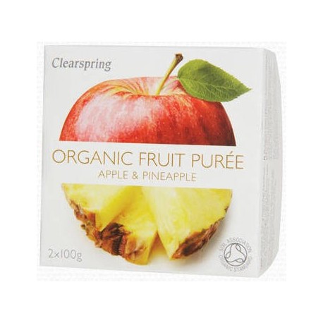 Piure bio de mere cu ananas, 2x100g, clearspring