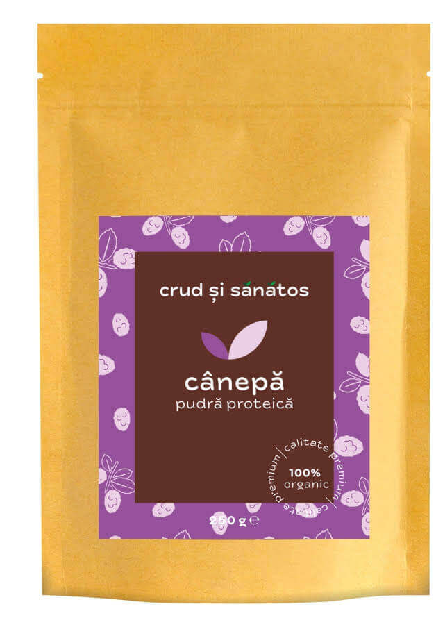 Pudra proteica din seminte de canepa, bio, 250g, crud si sanatos