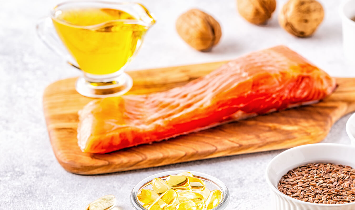 Dietary sources of omega-3 include oily fish and nuts