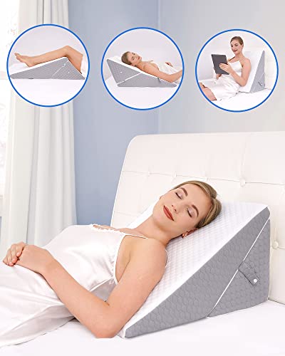 Forias Bed Wedge Pillow for Sleeping, Adjustable 9 &12 Inch Height Wed