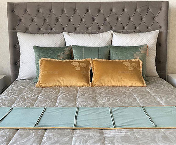 Textured Cushion Covers on Bed