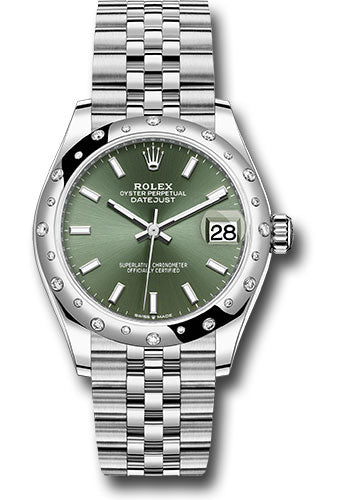 MENS ROLEX DATEJUST GOLD & STEEL GREEN INDEX DIAL 18KY FLUTED BEZEL 36MM  WATCH