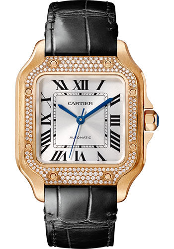 Cartier Tank Louis Rose Gold Diamond Burgundy Strap Ladies Watch