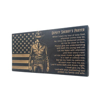 Deputy Sheriff Prayer Engraved Wooden American Flag - LEF002