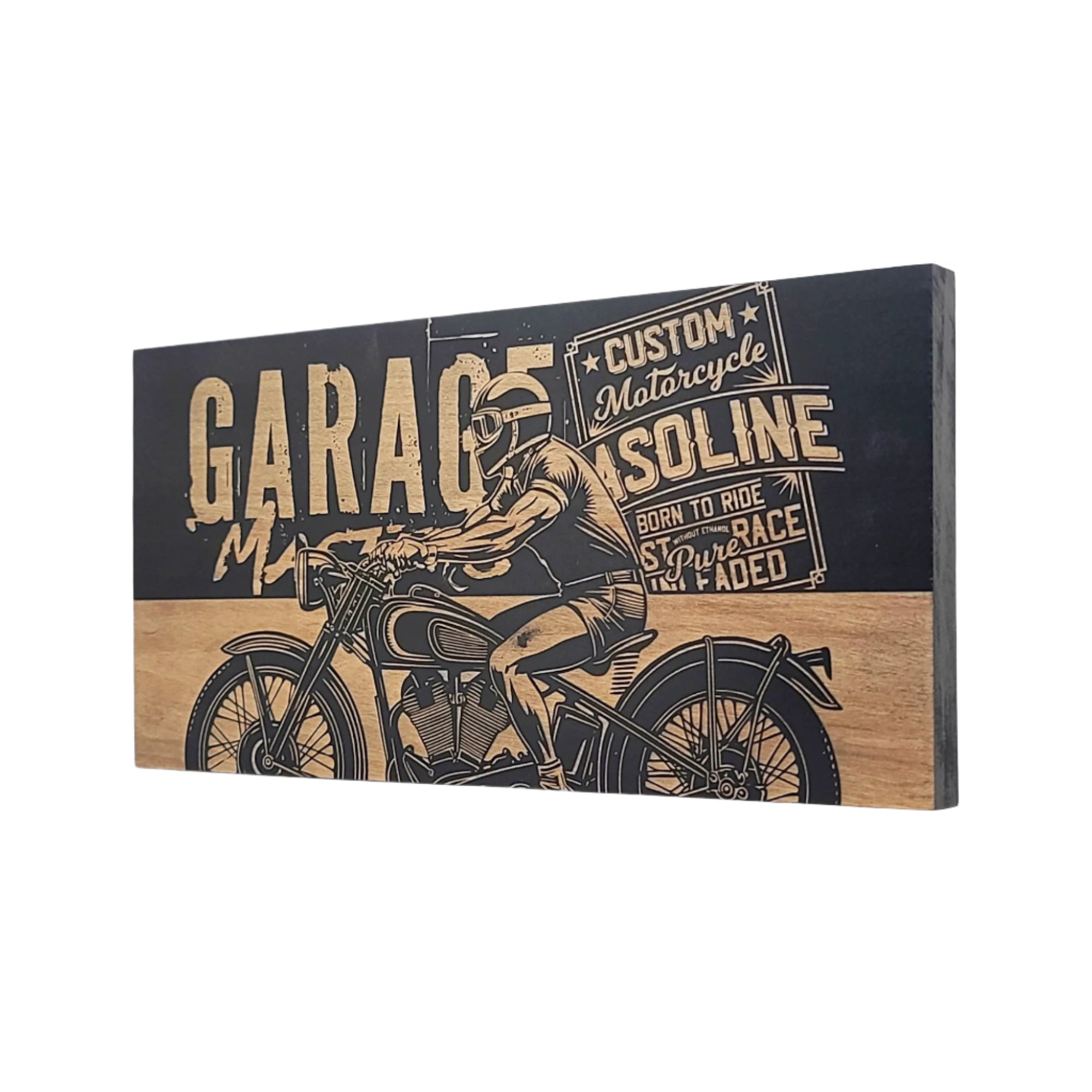 Custom Motorcycle Engraved Wooden American Flag - LES001