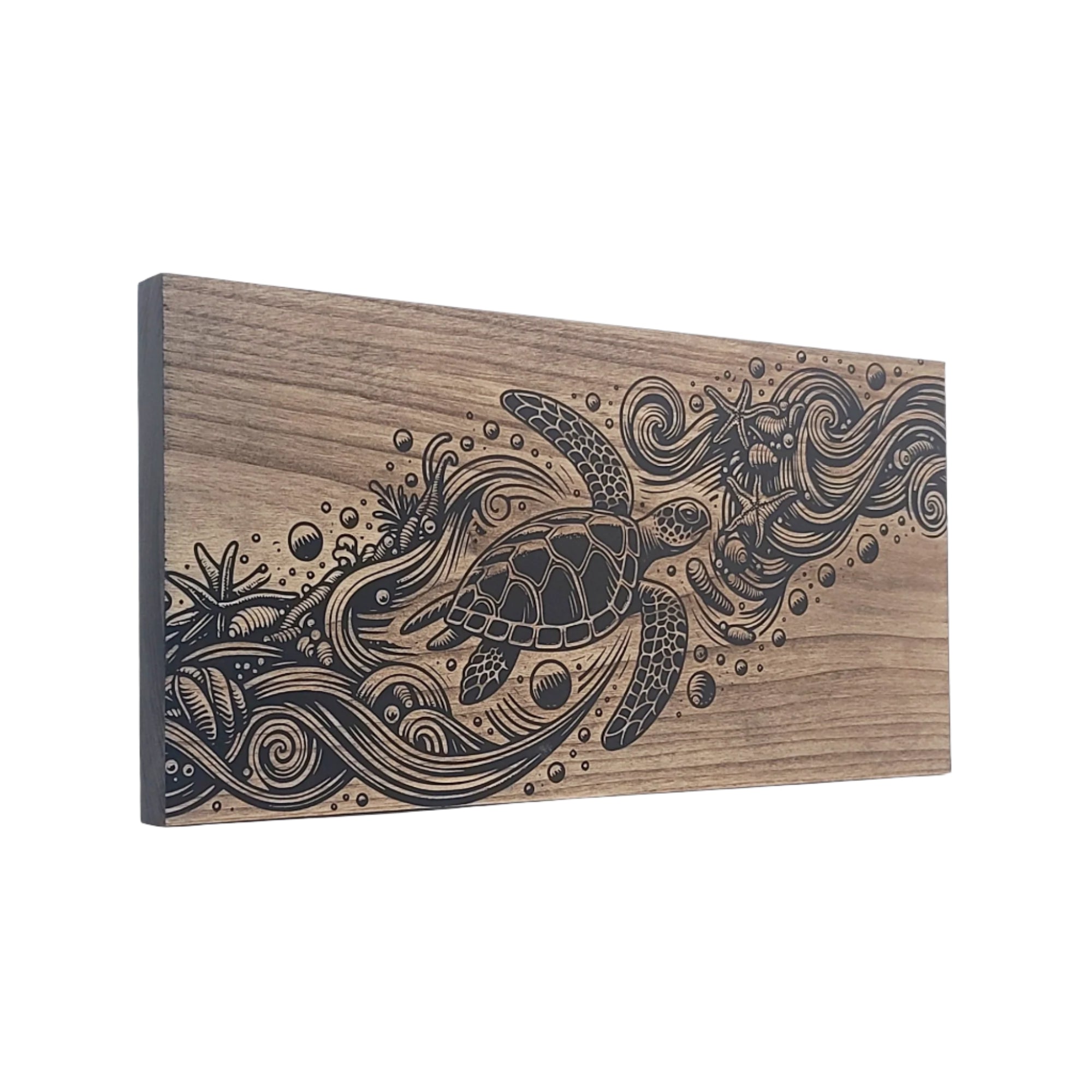 Sea Turtle Engraved Wooden Sign - LES002