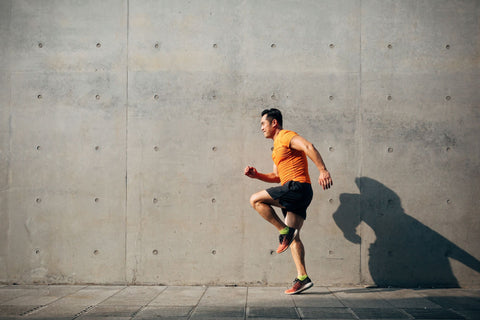 In this invigorating image, we witness a man engaging in a high knees exercise with boundless energy. His enthusiastic movements reflect the dynamism and effectiveness of this workout.  High knees are a fantastic exercise to elevate the heart rate, improve cardiovascular fitness, and enhance leg strength and agility. This exercise can be performed virtually anywhere and requires no special equipment, making it accessible to individuals of all fitness levels.  Whether you're seeking an energetic warm-up, a challenging cardio workout, or an exercise to boost agility, high knees are a versatile choice. They embody the essence of dynamic and effective fitness.  So, join in the energy, embrace the rhythm, and experience the strength and agility gains that come from high knees. It's a reminder that fitness can be both dynamic and accessible to all.