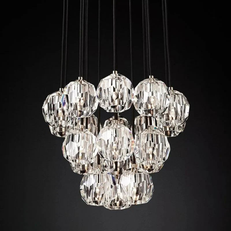 Bouble De Crystal Round Cluster Chandelier 19"