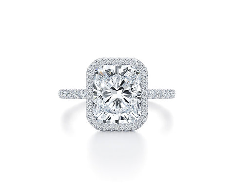 alyssa seamless halo engagement ring radiant one row pave 18k white gold lab grown diamond 3c0e010d b944 448e 803e