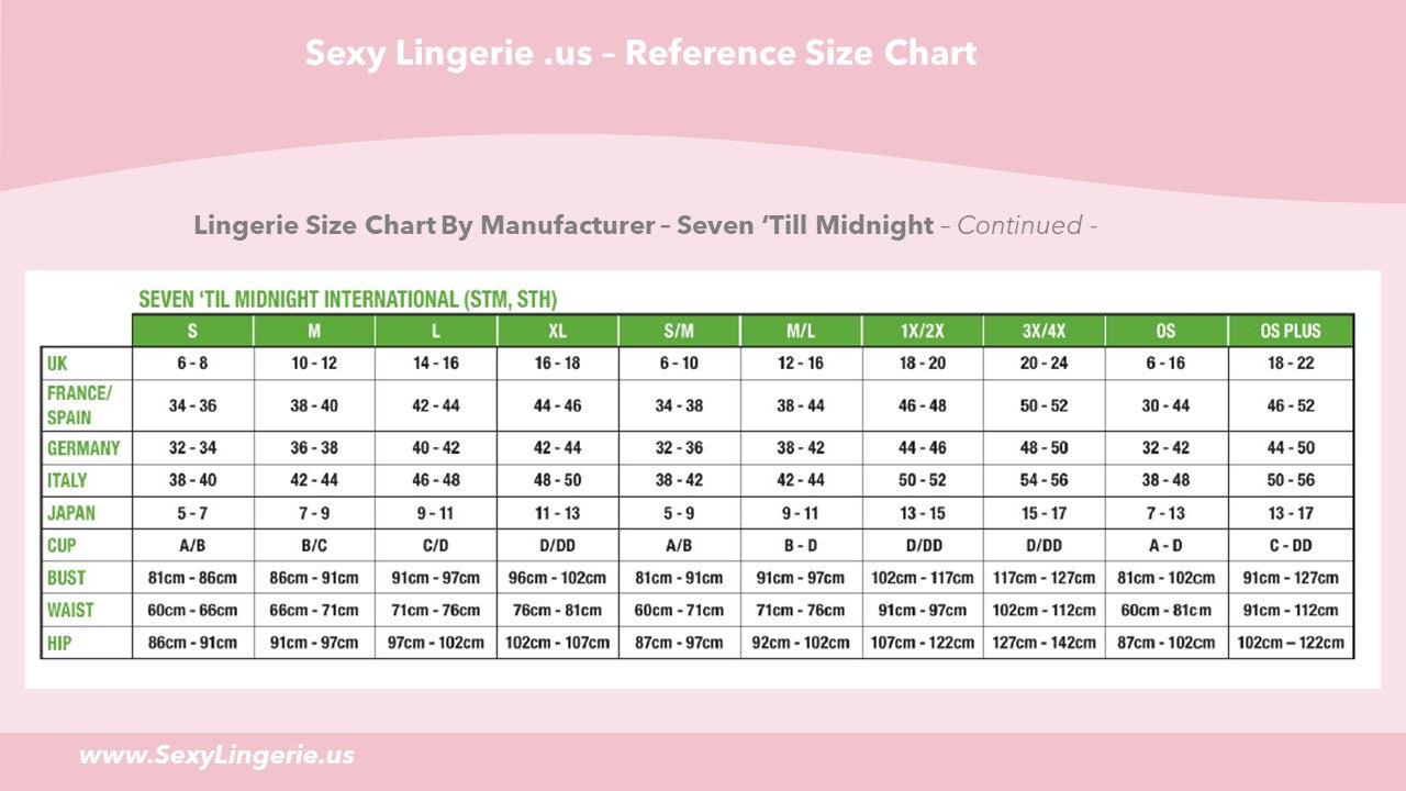 Sexy Lingerie .us Guide Chart