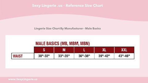Male Basic Lingerie Size Chart